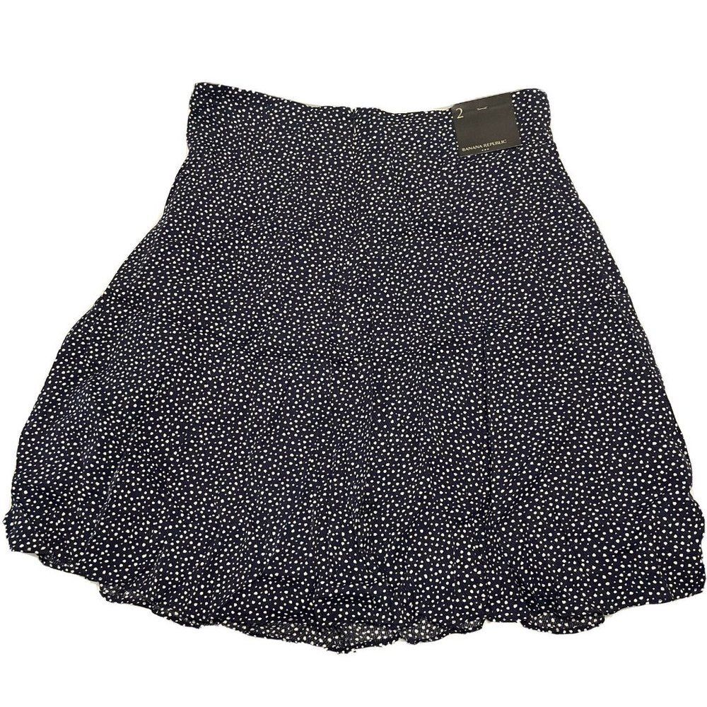NWT Banana Republic Woman’s Sz 2 A Line Skirt Lined Zip $60 Blue Polka Dot